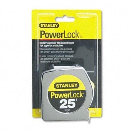 BOSTITCH Stanley Bostitch 33425 Powerlock II Power Return Rule  1 in.x25 ft.  Chrome/Yellow 76174334258